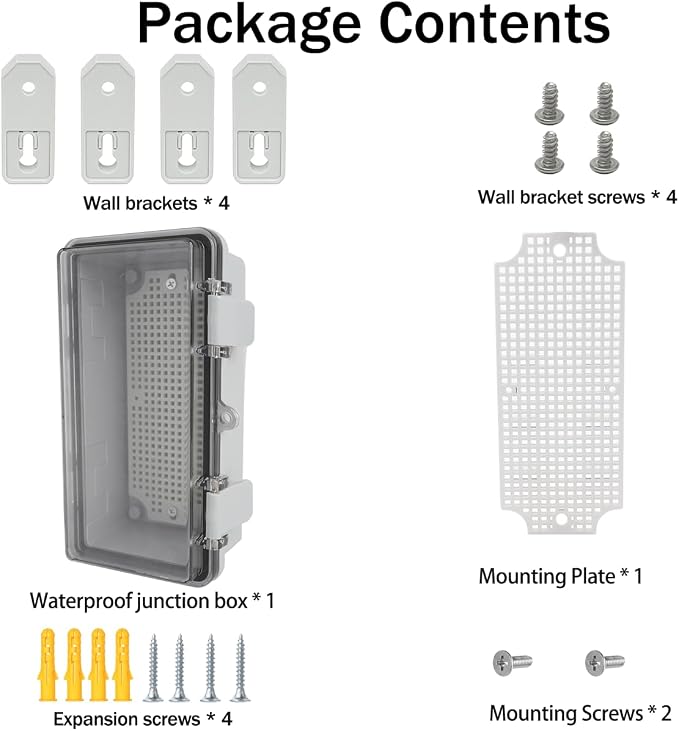 Junction Box, Hinged Grey Clear Cover IP67 Waterproof ABS Project Box - Image 7