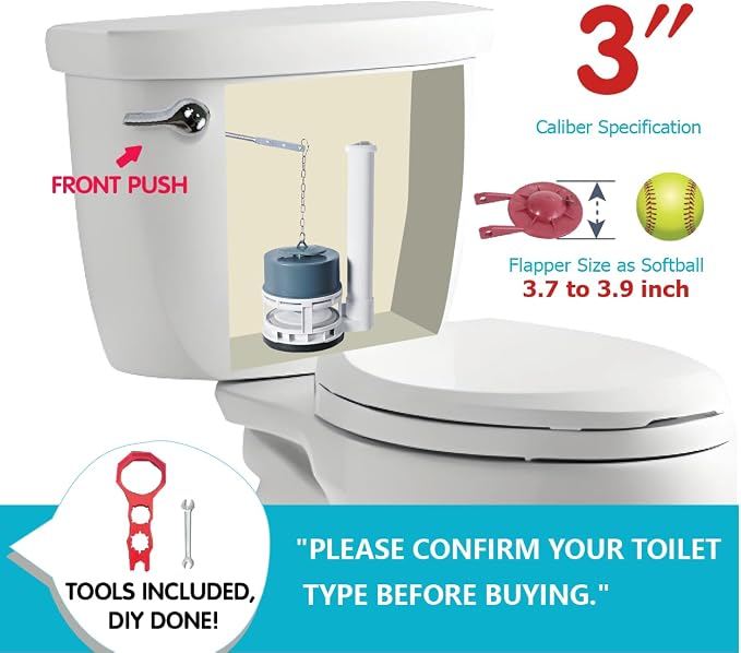 Upgraded 3-Inch Toilet Flusher Replacement Kit- Fits Most Brands - Image 2