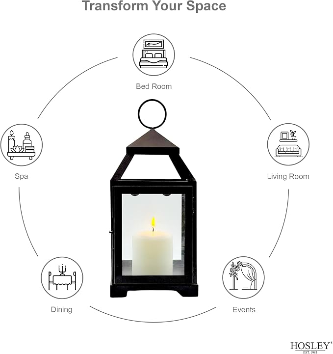 Hosley 12 Inch High Clear Glass and Iron Classic Style Lantern Ideal Gift - Image 8