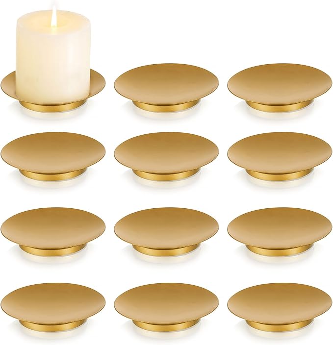 Romadedi 12-Pack Gold Iron Candle Plate, Small Tray by ROMADEDI