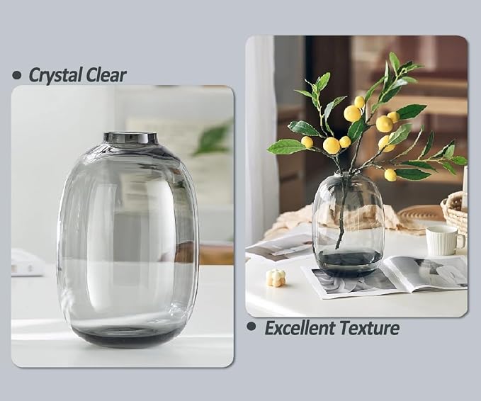 GeLive Smoked Glass Vase, Solid Colored Glass Vase, Flower Arrangement - Image 4