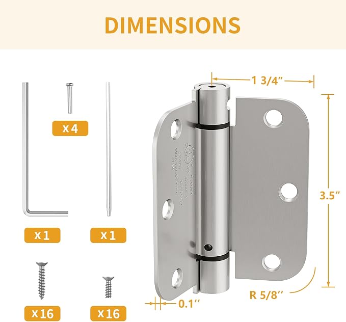 Luxbaro 2 Pack Self Closing Door Hinges 3.5 Inch, Adjustable Tension | Spring - Image 2
