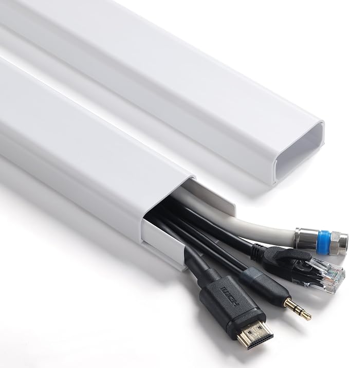 ZhiYo 64" Cord Covers for 4-7 Wires on Wall, 1.54" W x 0.75" H | Paintable TV by ZhiYo