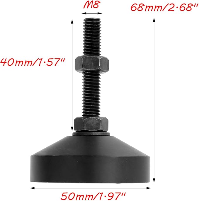 Antrader 4Pcs M8 Thread Adjustable Furniture Leveling Feet, 2 Inch Dia Base | - Image 3