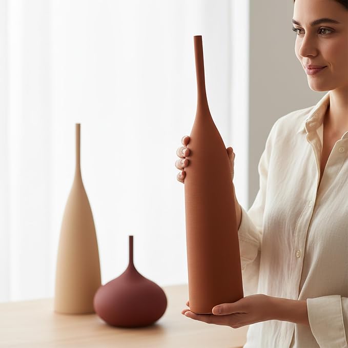 Ceramic Vases Set of 3, Modern Boho Vases - Image 4