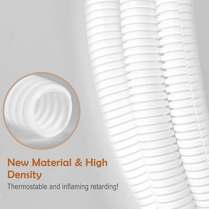 20FT 1/4in Wire Loom Split Tubing Auto Wire Conduit Flexible Cover White - Image 4
