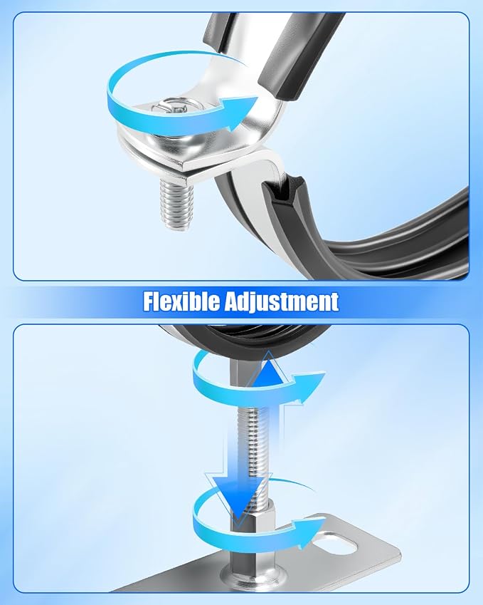 2 Pcs 4 Inch Pipe Bracket, Adjustable Split Ring Hanger Vent Wall Strap Kit | - Image 6