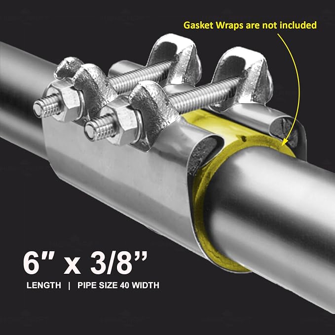 Highcraft Pipe Repair Clamp 3/8'', IPS Double Bolt, 6” Long, Stainless Steel - Image 6