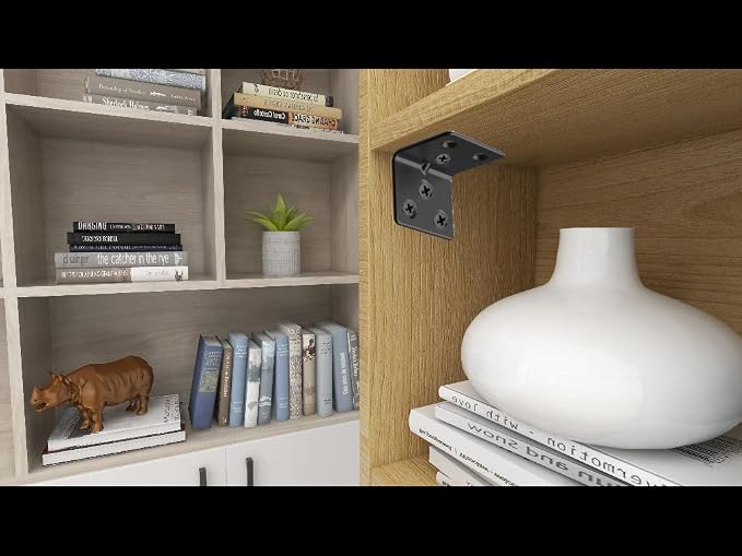 Black Stainless Steel Shelf Bracket, Joint Right Angle Bracket, L Shape Heavy - Image 3