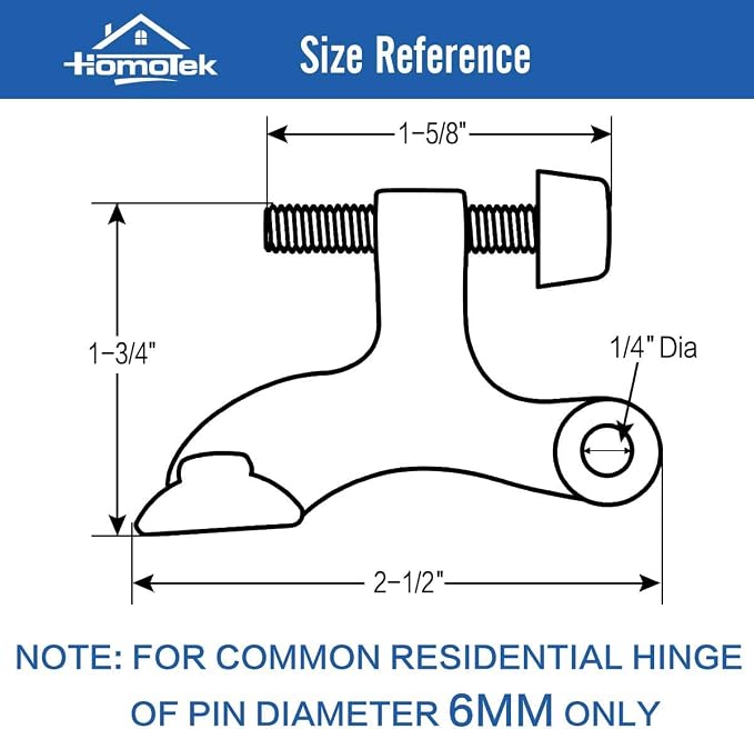 HOMOTEK 12 Pack Hinge Pin White Door Stopper, Adjustable Deluxe Heavy Duty Door - Image 3