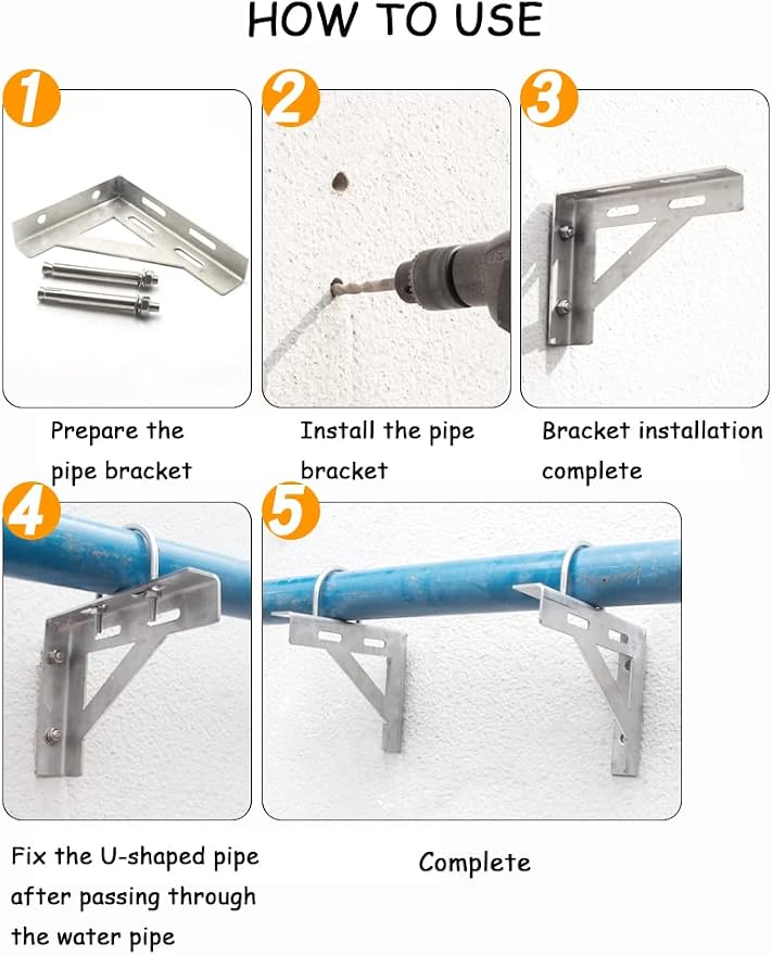 Primst Heavy Duty L Bracket, Stainless Steel Wall Mount Ceiling Mount Pipe - Image 6