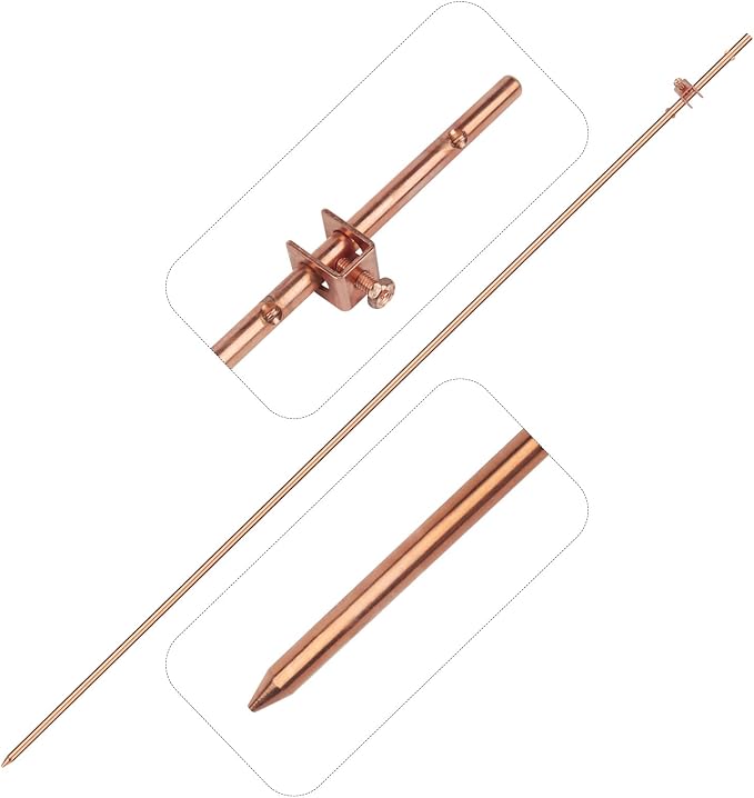 GOUNENGNAIL- 4 Foot Copper Grounding Rod, 3/8" Dia. Bonded Copper Ground Rod by GOUNENGNAIL