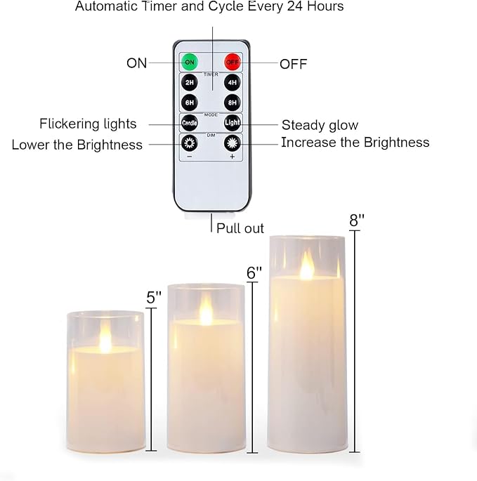 Homemory Pure White Flickering Flameless Candles, Battery Operated Acrylic LED - Image 7