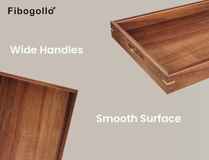 Fibogollo Set of 2 Acacia Wood Serving Tray - Image 2
