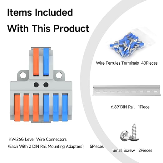 5Pcs Lever Wire Connectors, 2 in 6 Out, 4-2.5 mm² | 4-2.5 mm² Quick Wiring DIN - Image 3