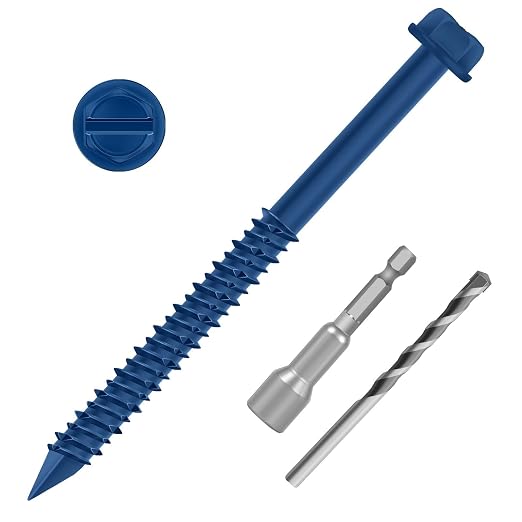 1/4" x 3-1/4" Blue Hex Head Concrete Screw Anchor Kit by Etauwe