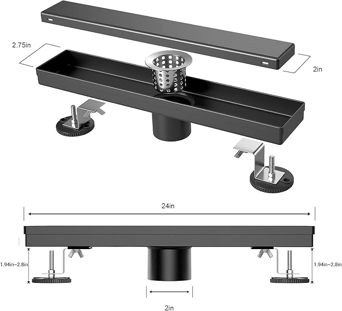EXF 24 Inch Linear Shower Drain Matte Black - Image 5
