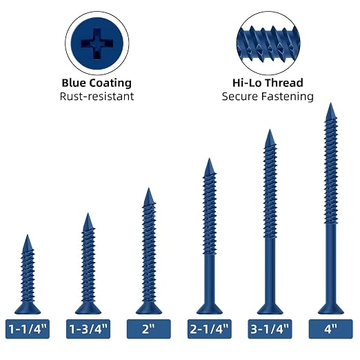 3/16" x 1-3/4" Concrete Screw Anchor Blue Flat Head Screws - Image 3