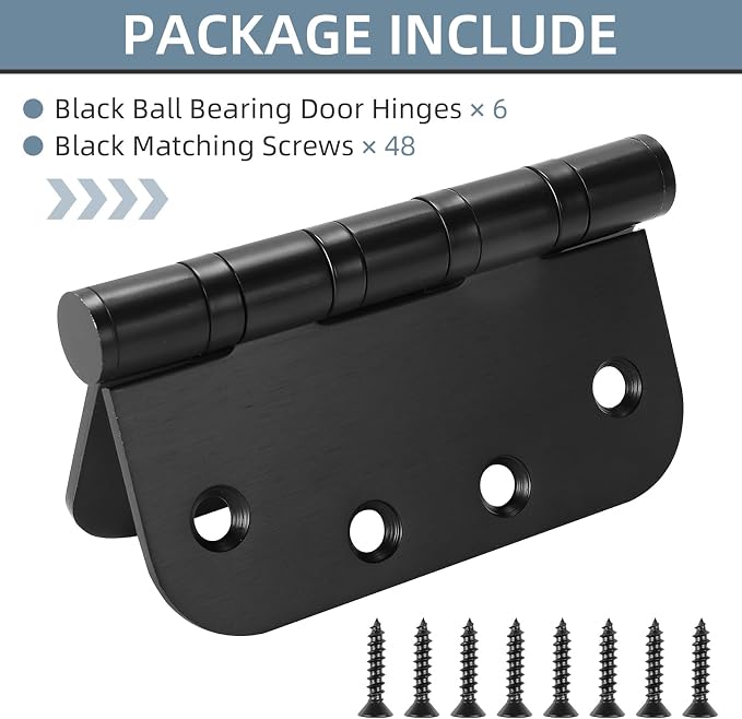 6 Pack Stainless Steel Black Door Hinges - Image 5