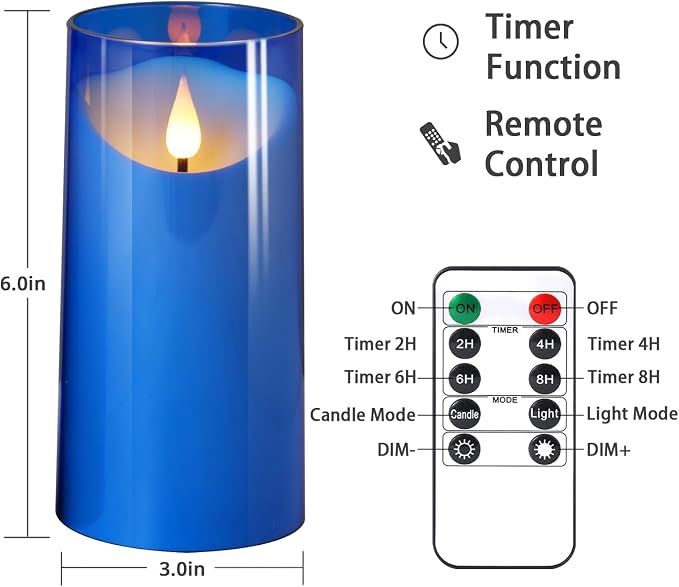 NURADA 3"x6"Flickering Flameless Candles: 3D Wick Acrylic Battery Operated LED - Image 8