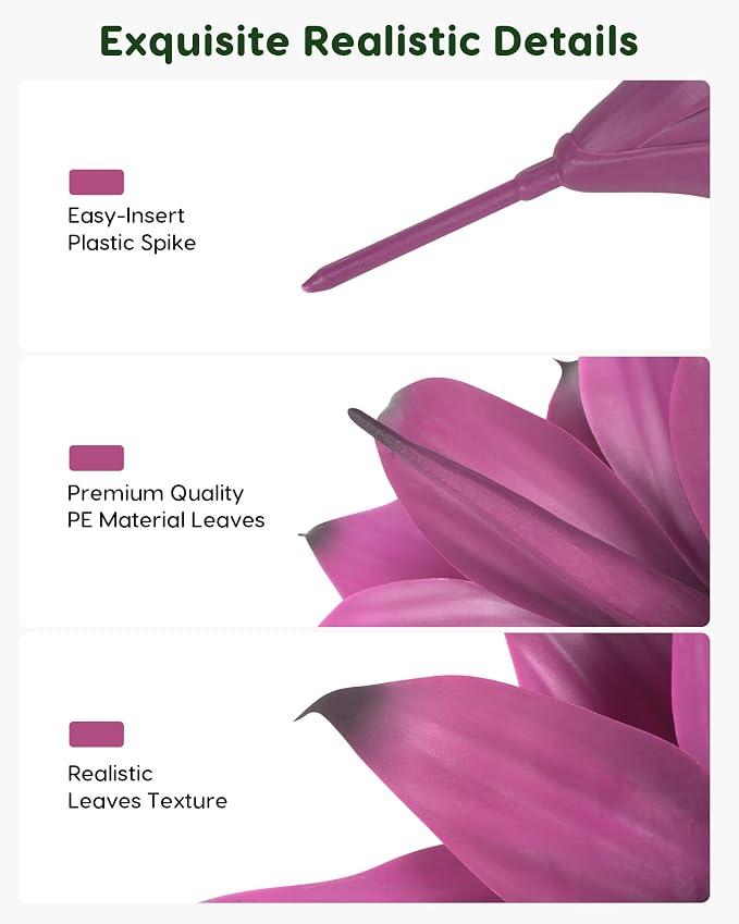 Velener 14 Inch Artificial Agave Plants, UV Resistant Fake Outdoor Plants - Image 3