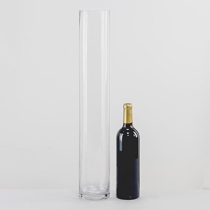 CYS Excel Clear Glass Cylinder Vase | Multiple Size Choices Glass Flower Vase - Image 4