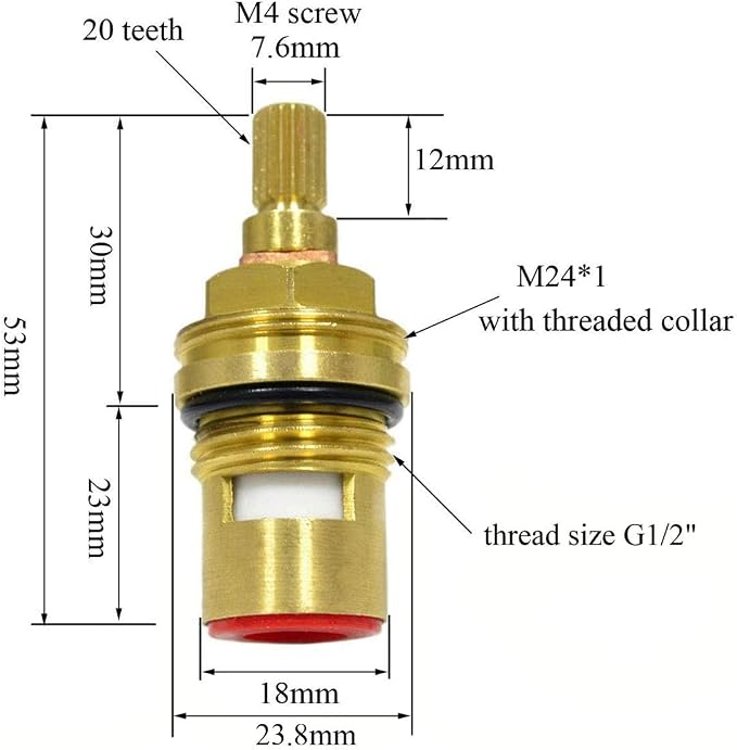 Huashan Replacement Brass Ceramic Disc Stem Cartridge Faucet Valve Quarter Turn - Image 3