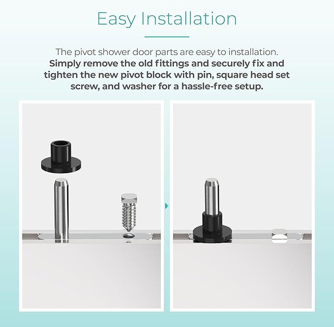 Shower Door Pivot Block with 3/4" Pin - Image 5