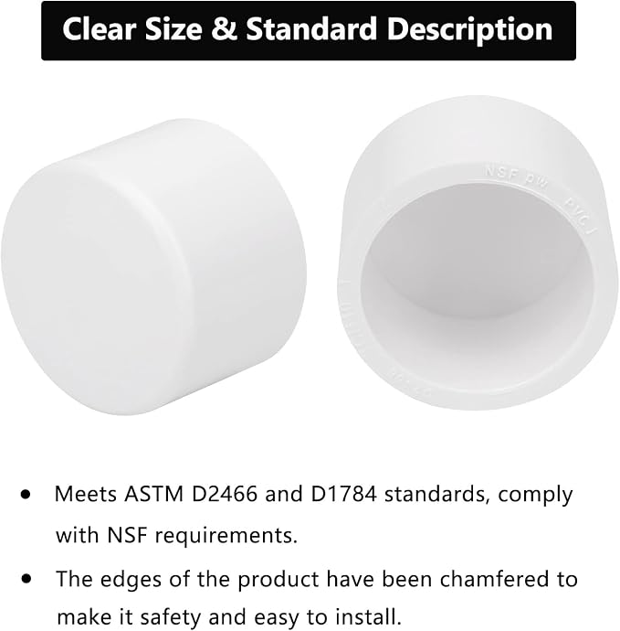 20Pack 1"PVC Pipe End Cap Fitting Schedule 40 Furniture Grade 1" PVC Pipe Plug - Image 4