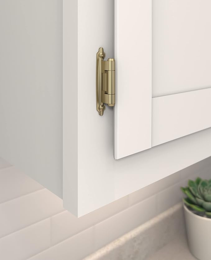 Amerock 1 Pair Variable Overlay Golden Champagne Cabinet Hinge | Steel Face - Image 2