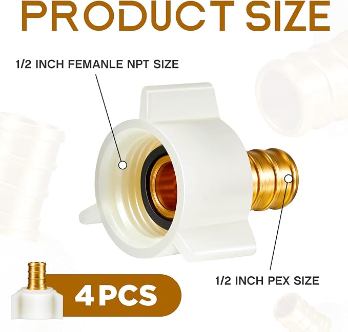 Fabbay 4 Pack 1/2 Inch Pex Fittings 1/2" NPT Female Threaded Swivel Adapter | - Image 3