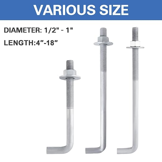 1/2" x 16" Concrete Anchor Bolts L Shaped, Hot-Dip Galvanized - Image 5