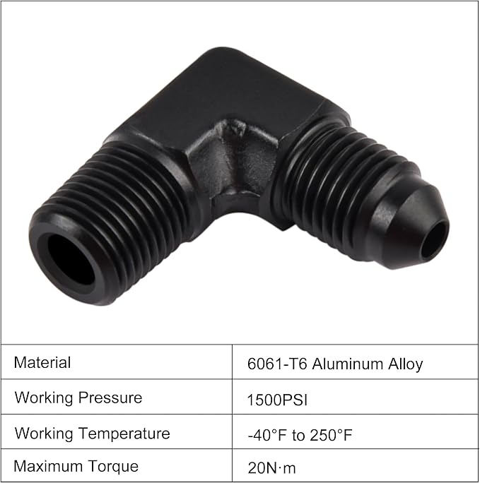 EVIL ENERGY 3AN to 1/8" NPT Male 90 Degree Fitting Aluminum Balck 2PCS - Image 3