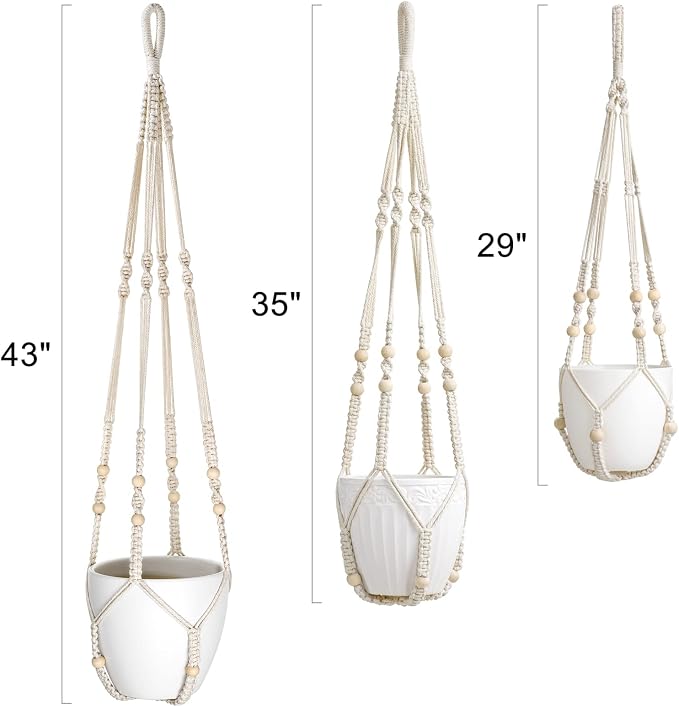 Mkono 3 Pack Macrame Plant Hangers Hanging Planters - Image 6