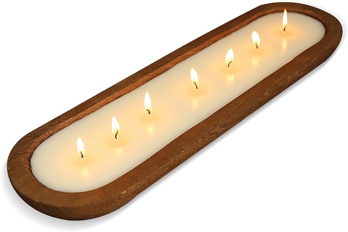 Aromatherapy Candle, SEVEYEE Lavender Candle 7wicks 20inch, Large Wooden Bowl - Image 9