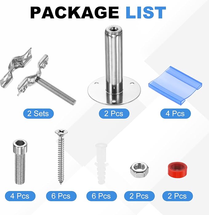 HARFINGTON 2 Set Wall Mount Ceiling Mount Pipe Supports 304 Stainless Steel - Image 3