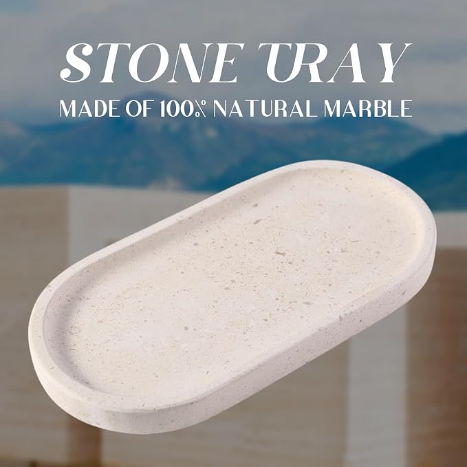 Natural Marble Tray for Bathroom, Vanity Decorative Marble Trays for Countertop - Image 3