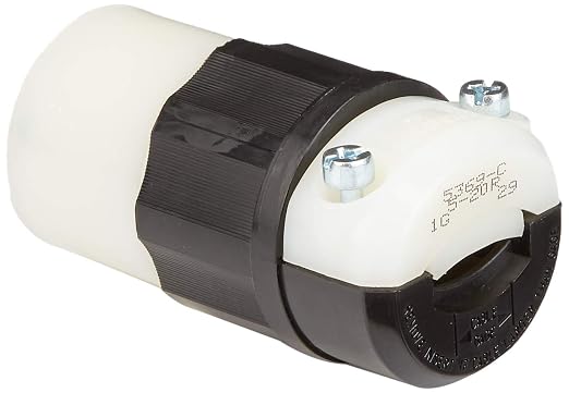 Leviton 5369-C 20A 125V Industrial Straight Blade Connector | Black/White | - Image 2