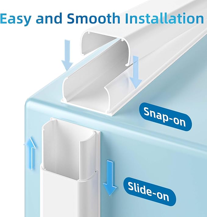 Yecaye 235in Wall Cord Hider for 2-3 Cords, W0.94in H0.47in, On-Wall Cord Cover - Image 4
