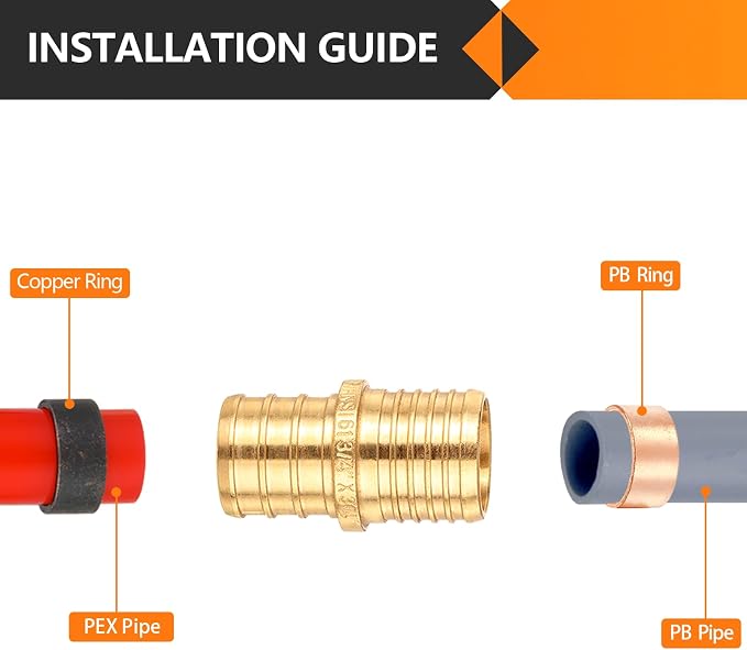 10PC HeSun 3/4" PEX Crimp X 3/4" PB Polybutylene Transition Coupling | Brass - Image 4