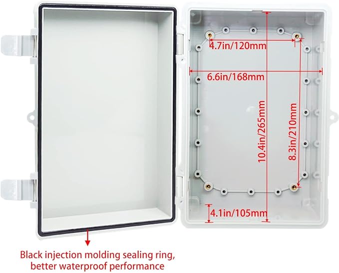 Junction Box, Hinged Cover IP67 Waterproof ABS Project Box - Image 4
