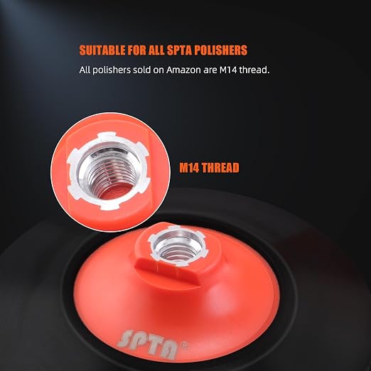 SPTA 2Pcs RO Rotary Flexible Backing Plate, Hoop-and-Loop Face PU Soft Backing - Image 6
