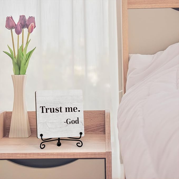 Inspirational Office Desk Decor, Trust Me God Sign, Desk Decorations - Image 4
