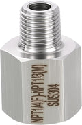 1 Pack 304 Stainless Steel FeMale to Male Adapter, 1/4" FeMale NPT x 1/8" Male by Rebower