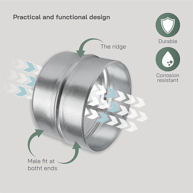 Vent Systems 6'' Inch Galvanized Steel Duct Connector - Image 4