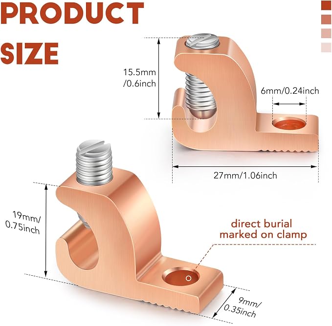 Landhoow 80 Pack Lay-in Lugs, Copper Pool Bonding Connectors, 4-14 AWG | - Image 2