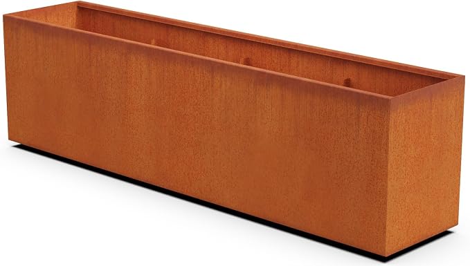 Large Rectangular Planters for Outdoor Plants | Extra Large 84x18x24 Corten by Plantercraft