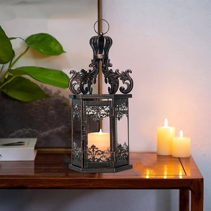 NEEDOMO Large Lanterns Decorative Outdoor, 17.7" Black Lanterns Decor Indoor - Image 8