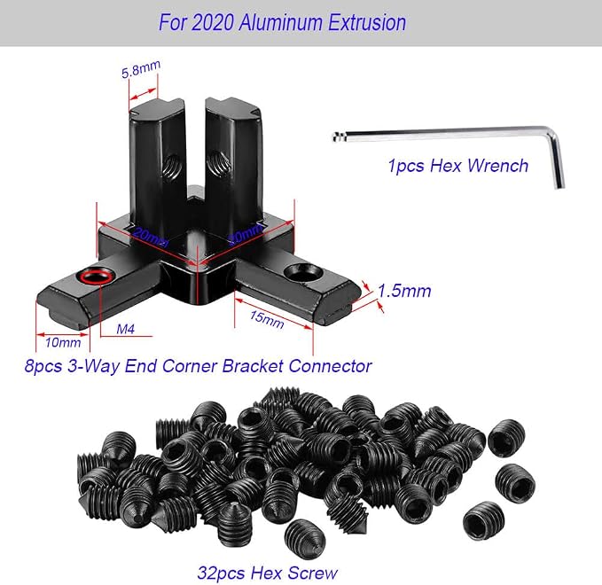 8Sets 3-Way End Corner Bracket Solid Connectors - Image 2
