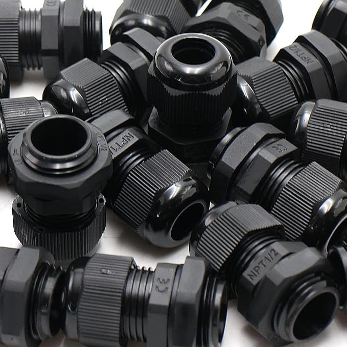AIRTAK5-Pack 1/2" NPT Cable Glands, IP68 Waterproof Nylon PA66 Strain Relief - Image 4